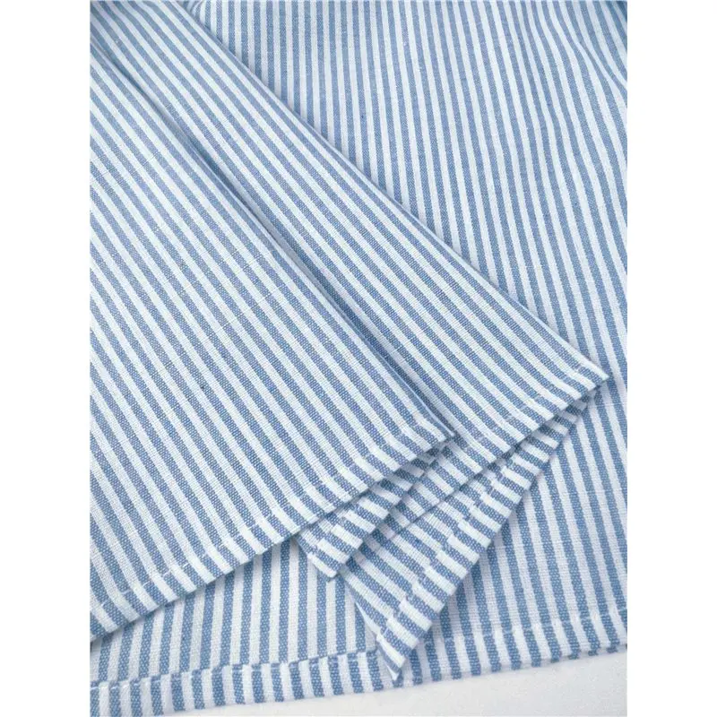 Women's Striped Print Sleeveless Ruffle Tunic Dress Summer Swing Flowy Mini Dresses Sky Blue S-A74P