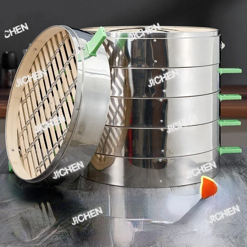 

Бамбуковая пароварка ZQ, утолщенные булочки на пару, бытовая пароварка из бамбука из нержавеющей стали с подшивкой ящика, большая коммерческая пароварка