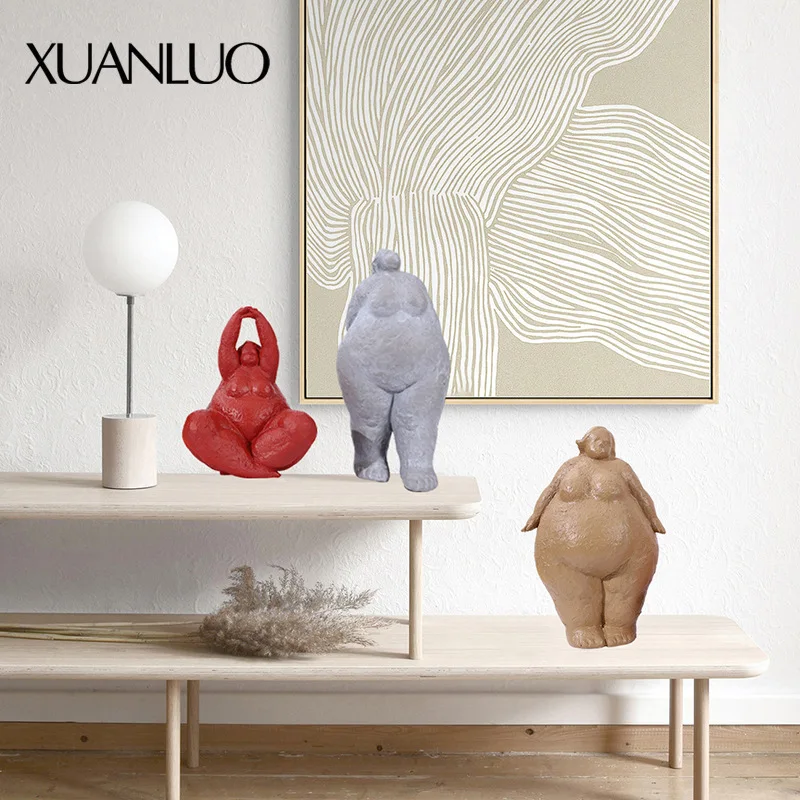 Nordic Plump Woman Figurine Creative Abstract Figurine Artwork Living Room Nordic Designer Decorative Item Resin Figurine