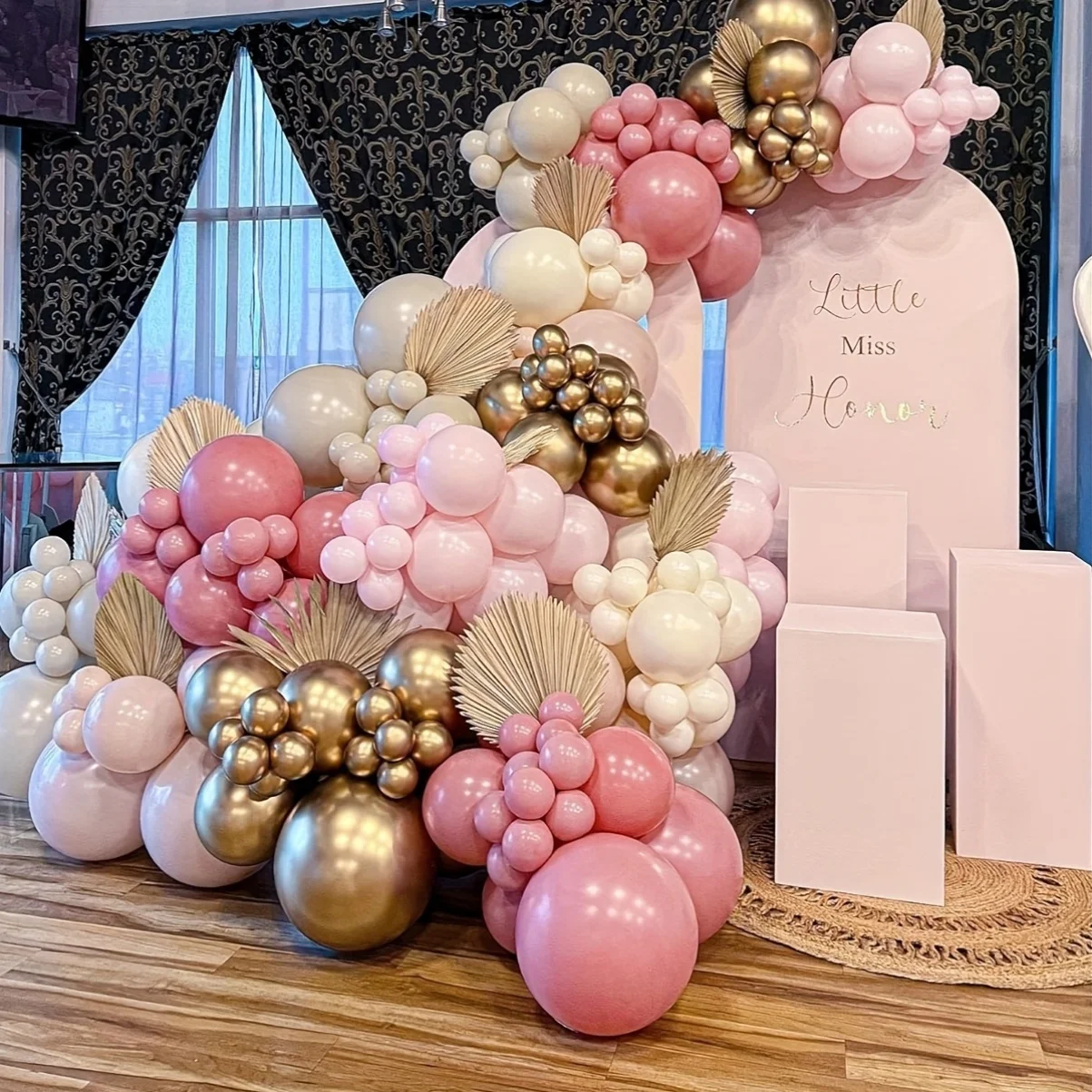 125pcs Pink And White Balloon Arch Set for Girls' Birthday Engagement Wedding Bridal Party Decoration - Colorful Balloon Kit
