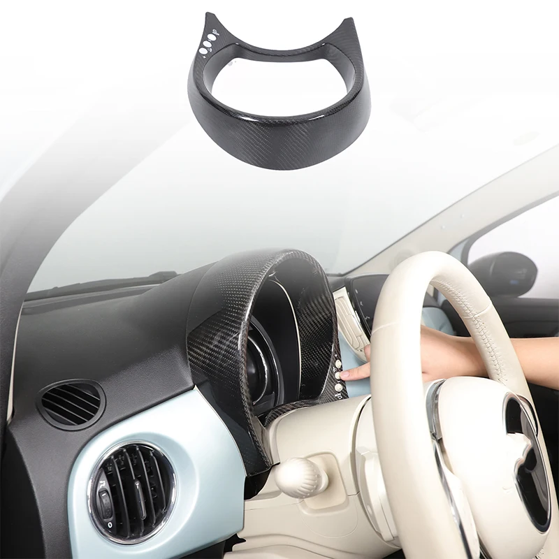 Speedometer Screen Protective Cover Real Carbon Fiber Car Odometer Display Panel Bezel Trim Sticker For Fiat 500 312 2016-2026