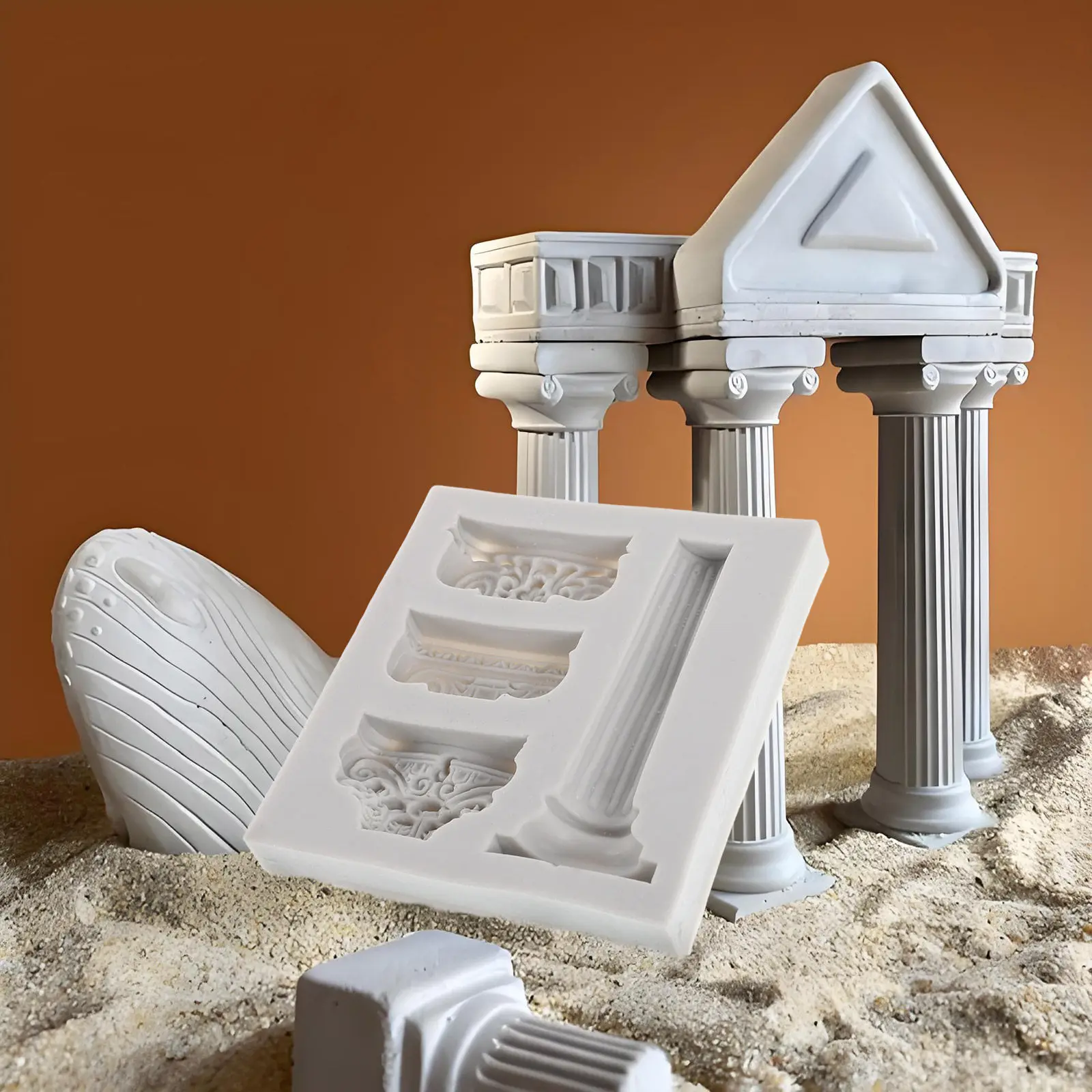 2Pcs Roman Column Silicone Mold Retro European Style Marble Pillars Fondant Cake Decorating Tool for Gum Paste Chocolate Candy