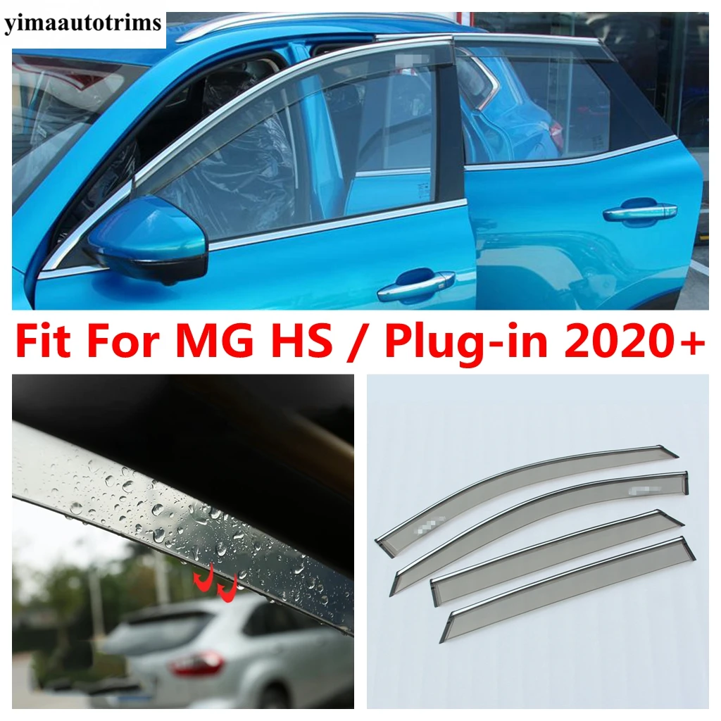 

4pcs/set Car Body Styling Cover Window Glass Wind Visor Rain / Sun Guard Vent Kit Accessories For MG HS / Plug-in 2020 2021 2022