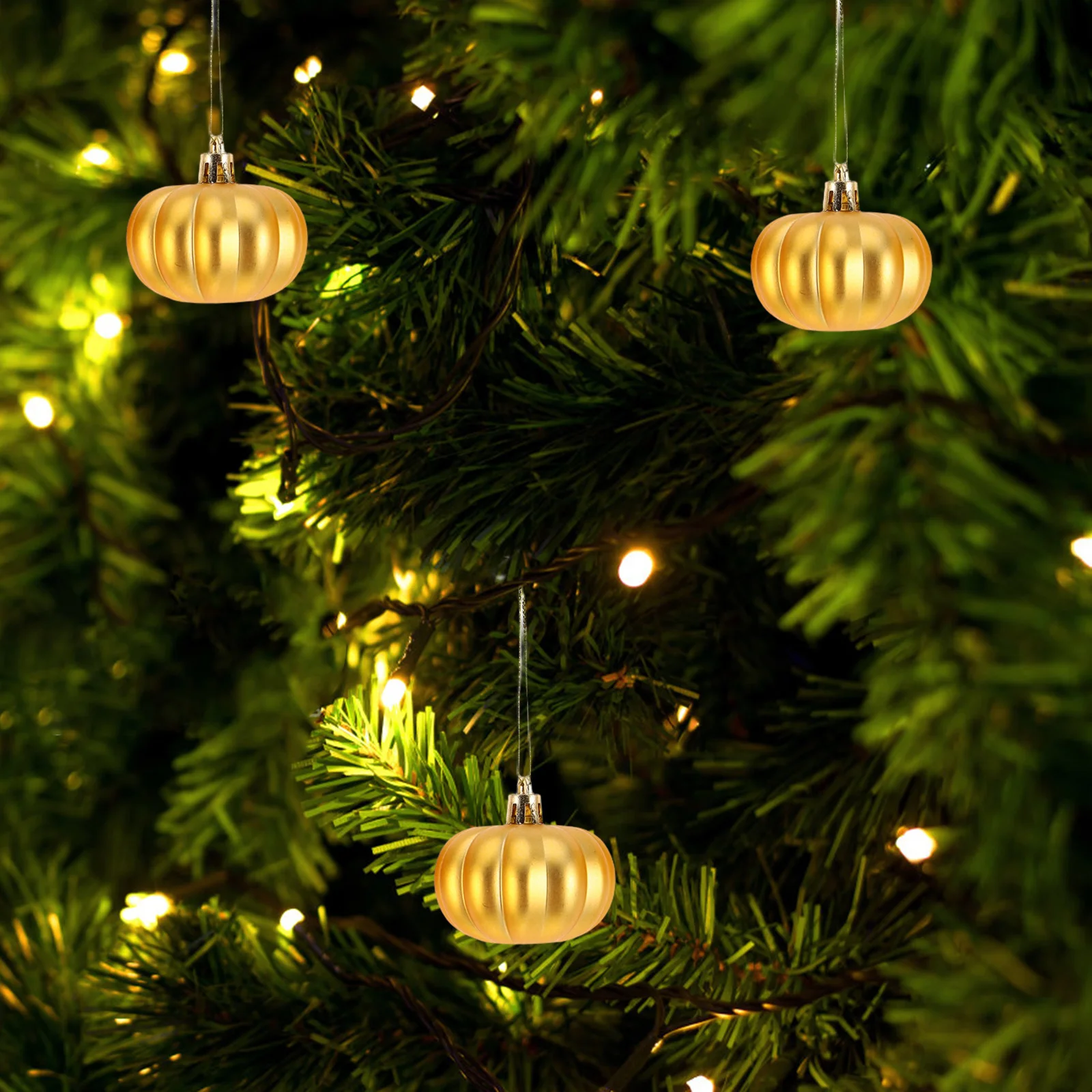 

24Pcs Halloween Pumpkin Ball Ornaments Matte Finish Fall Pumpkin Hanging Baubles Party Decorations Tree Ornaments Autumn Pendant