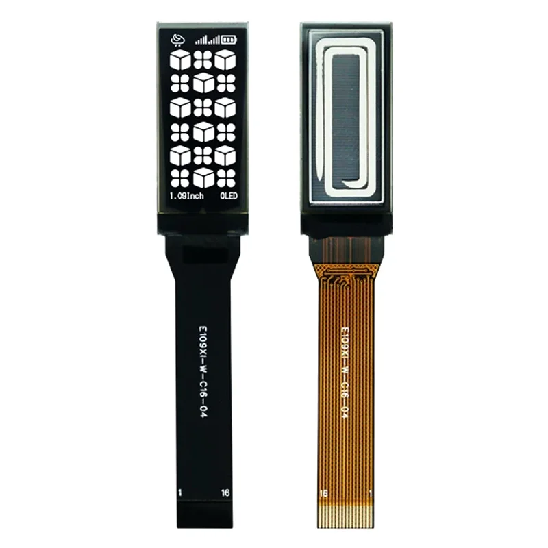 1.09 Inch Monochrome White OLED Bar Screen - 64x128 Pixel, SSD1312, Supports SPI I2C, 16-Pin Long Connector OLED Display Module