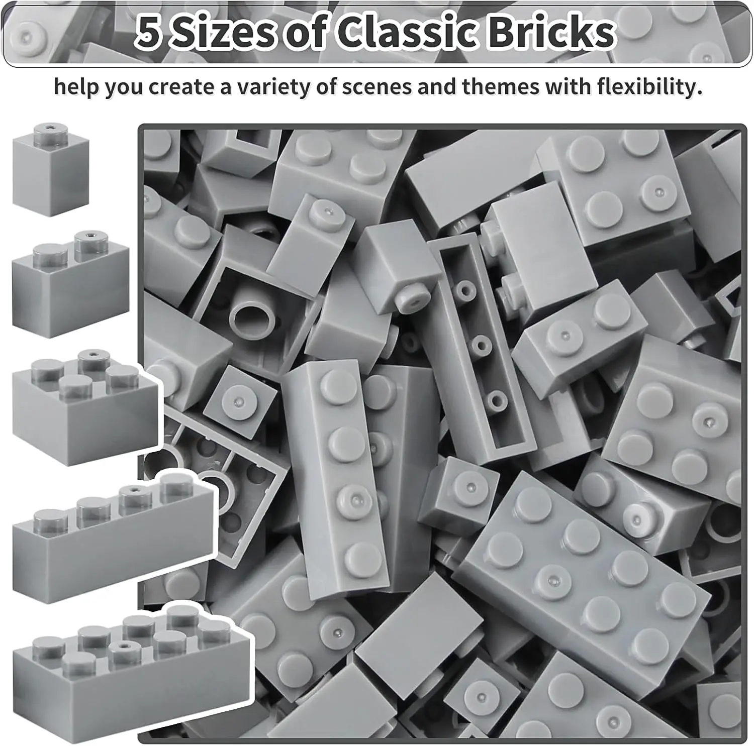 Bausteine 1x1 1x2 1x4 2x2 2x4 Groß 320 Stück Gemischte Größen Klassisches Blockzubehör Teile und Teile Kreatives Spielzeugset für Jungen