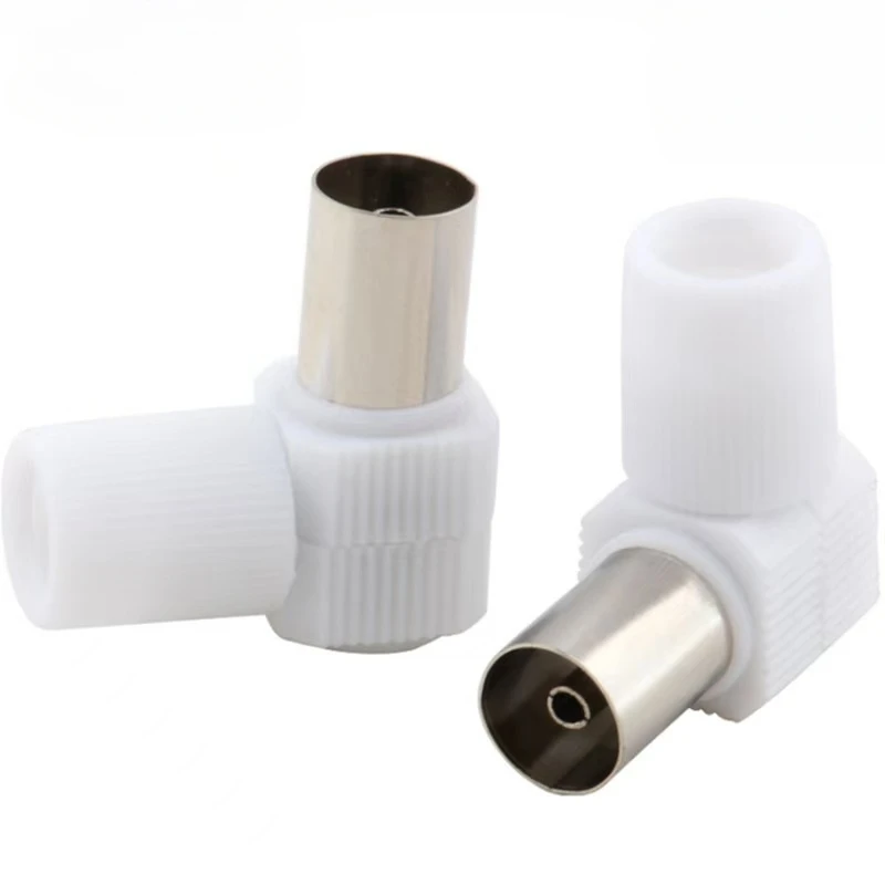 10Pcs Right-Angle 90-Degree TV Antenna RF Coaxial Connector, TV Male and Female Plug Antenna Adapter, White