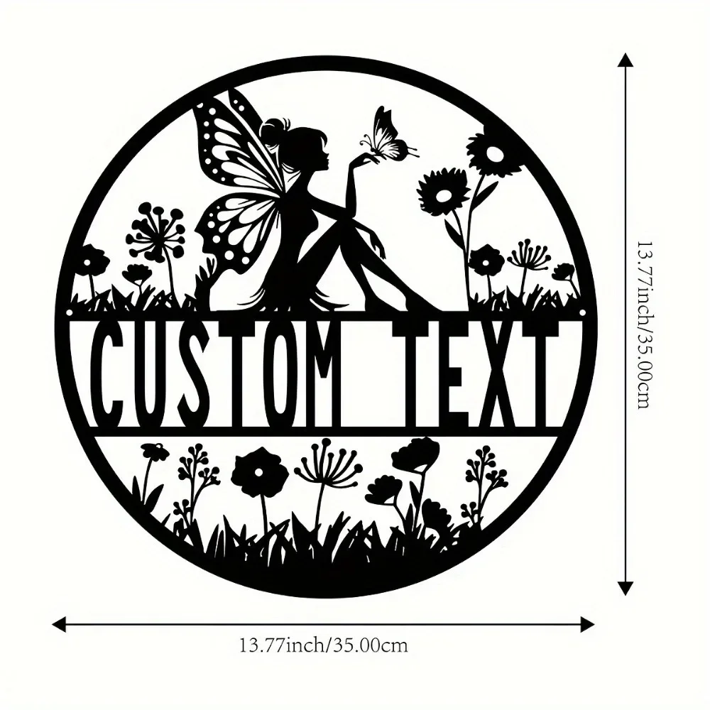 1PC Enchanting Personalized Flower Fairy Wall Sculptures Customized with Family Name House Number Indoor Outdoor Home Deco