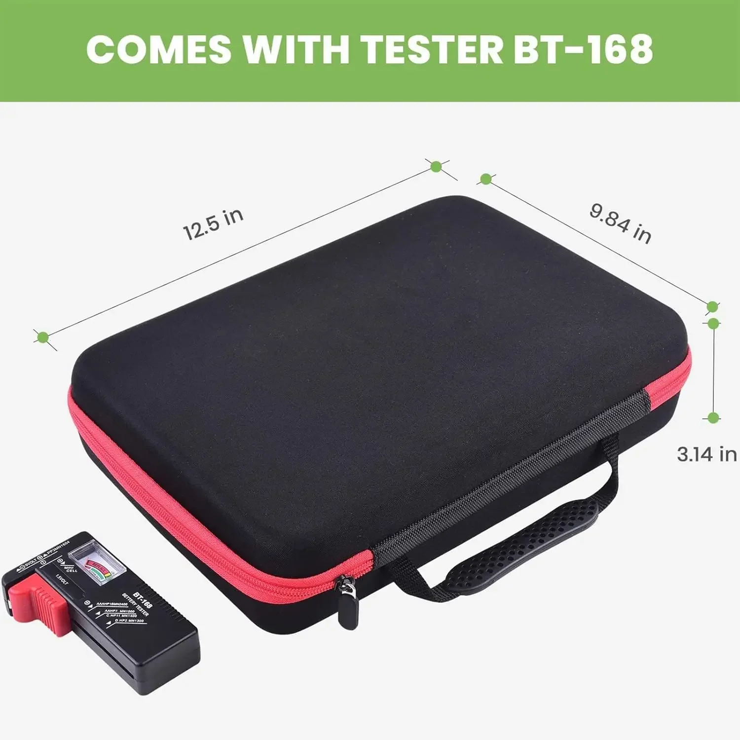 Battery Organizer Storage Holder Case Box with Tester Checker BT-168. Holds 225 Batteries AA AAA C D Cell 9V 3V Lithium