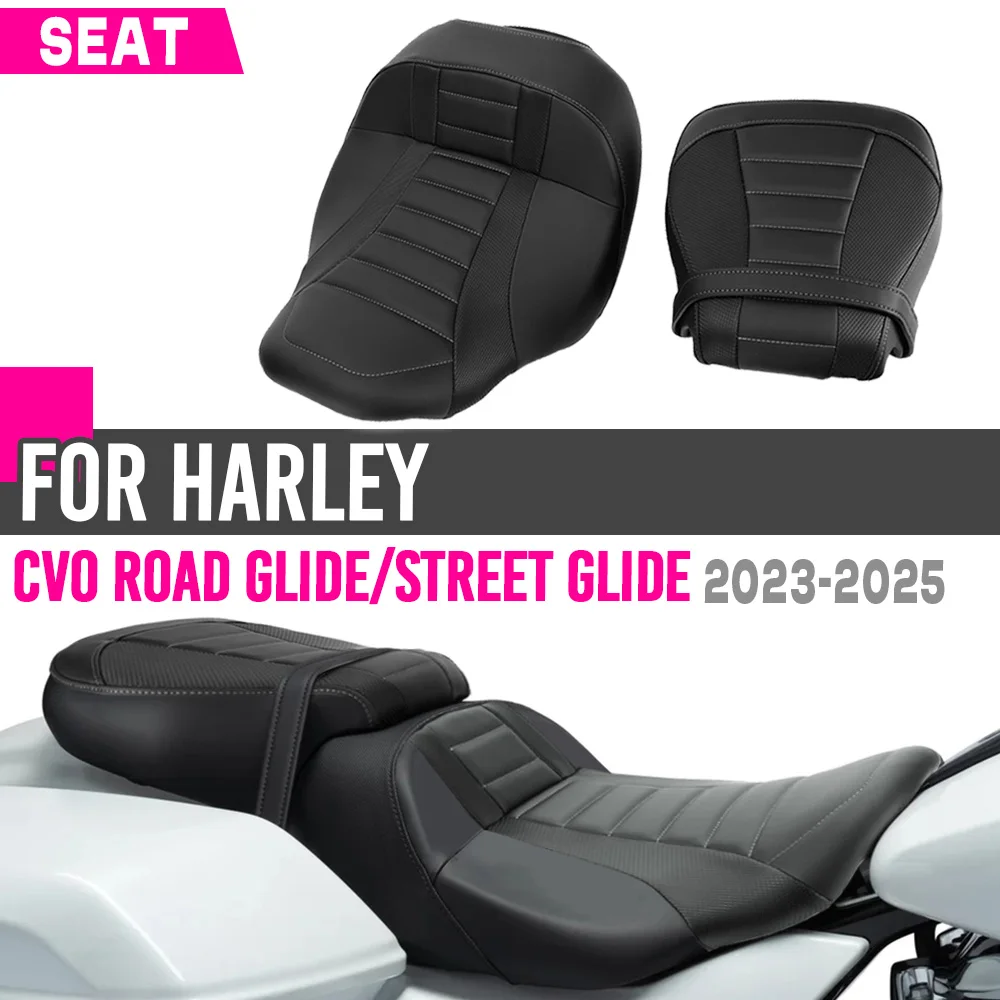 For Harley CVO Road Glide FLTRXSE FLTRX Street Glide FLHX Motorcycle PU Leather Front Driver Rear Passenger Seat Two-Up Seat Pad