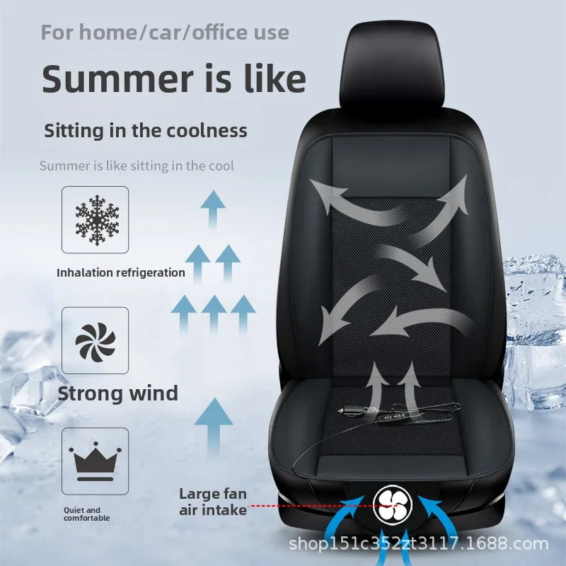 12v-24v-car-seat-ventilation-cushion-cooling-air-blower-pad-breathable-ice-silk-cover-non-slip-base-universal-fit-truck-van