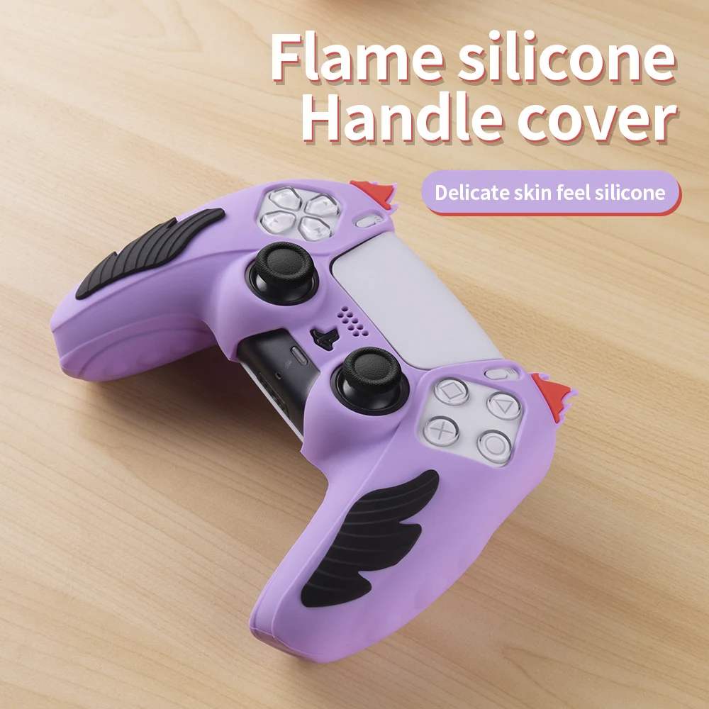 Flame Silicone Protective Skin Cover for SONY Playstation 5 Silicone Case Grip for PS5 Slim Gamepad Controller Accessories