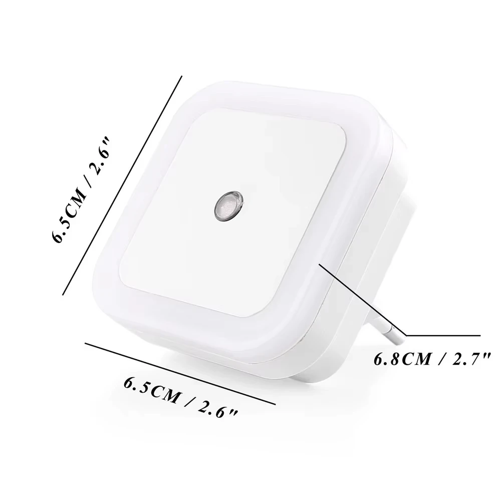 Luce notturna del LED Mini Cute Square Control 110V 220V scale EU US sensore automatico della camera da letto della lampada di illuminazione per le luci del libro