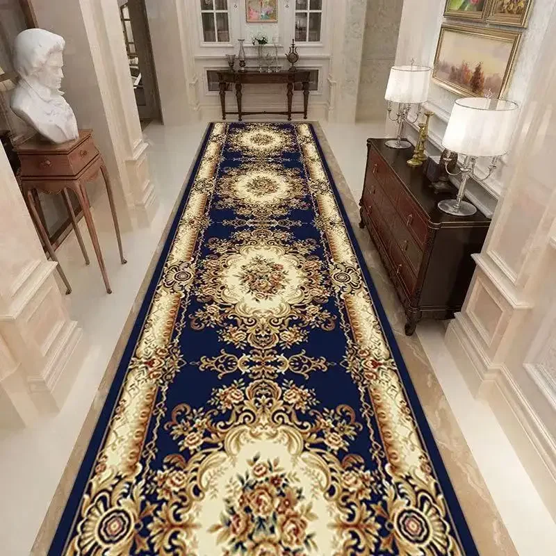 Luxury European Hallway Carpet Non-Slip Washable Outdoor Stairway Rug Long Corridor Mat Customizable Aisle Runner