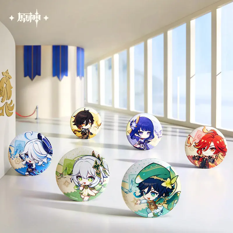 

Официальный значок Genshin Impact Teyvat версии Q Venti Zhongli Furina, акриловый магнит на холодильник, реквизит для косплея, подарок фанату