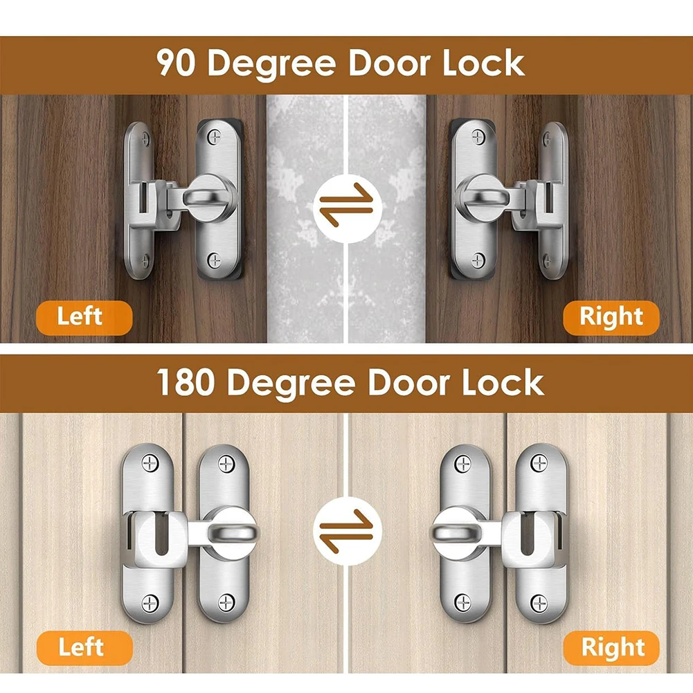 Sliding For Door Lock 90180 Degree with Zinc Alloy Material Suitable for For Doors Bathroom Garage Easy to Mount