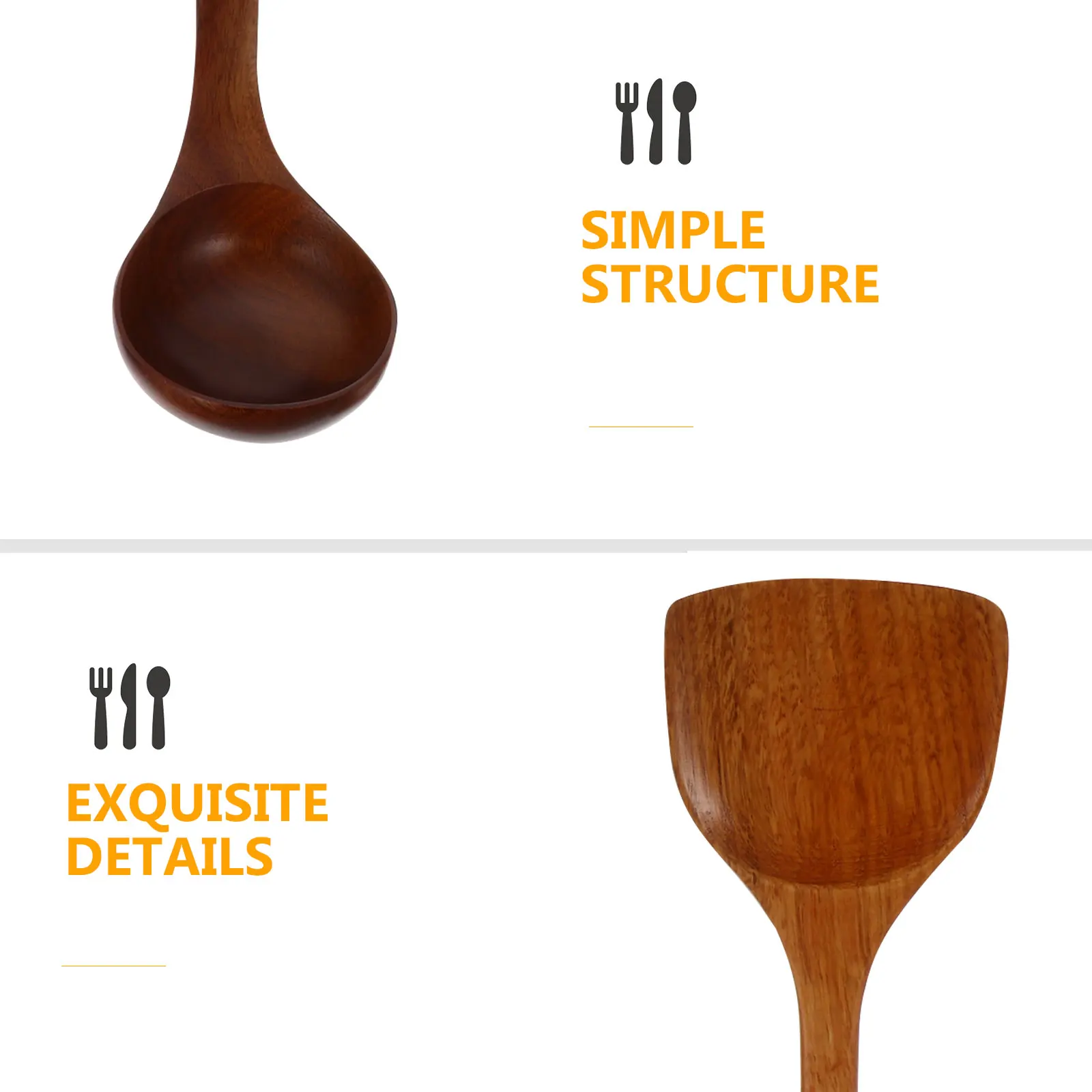 

2pcs Wooden Spatula Spoon Set Non-stick Ladle Cooking Tools High Temp Resistant Utensils Flat Dinnerware Kitchen Gadgets