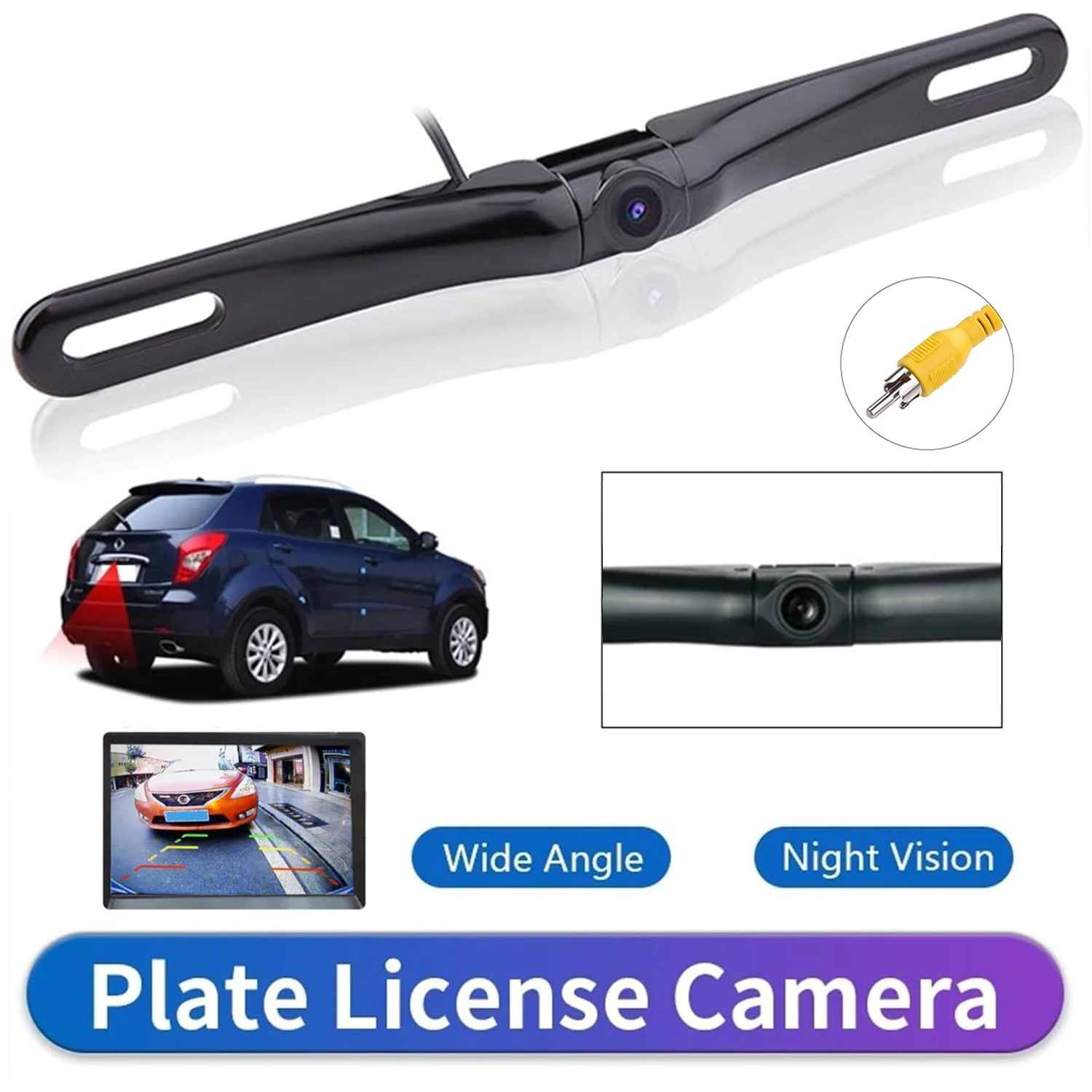 Car Metal Backup Camera, Rear View License Plate Reverse Camera Universal Night Vision For Pickup Camper Truck Car SUV RV
