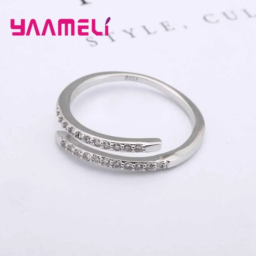 Women's 925 Sterling Silver Thin Ring with White Zircons