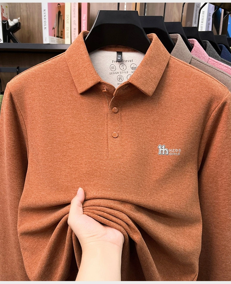 Marke Mode Buchstaben Muster Langärmel Polo-Shirt Herren Luxus Herbst Neues Leicht Komfort Geschäftsbereich Freizeit Flip-Kragen T-Shirt – Detail 17