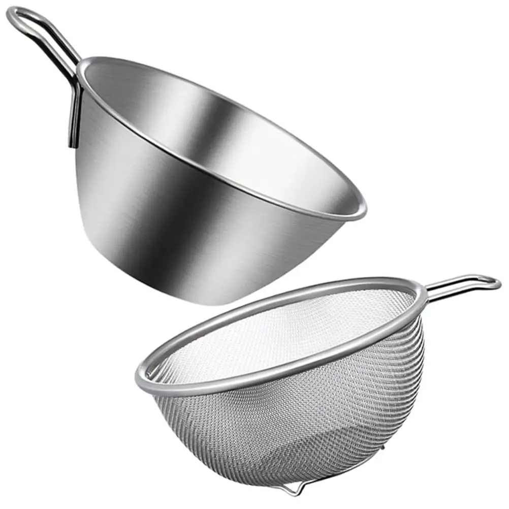 

1 set Stainless Strainer Colander Set Large Mesh Strainers For Kitchen with Handle for Kitchen Drain Fine Mesh Food Filter