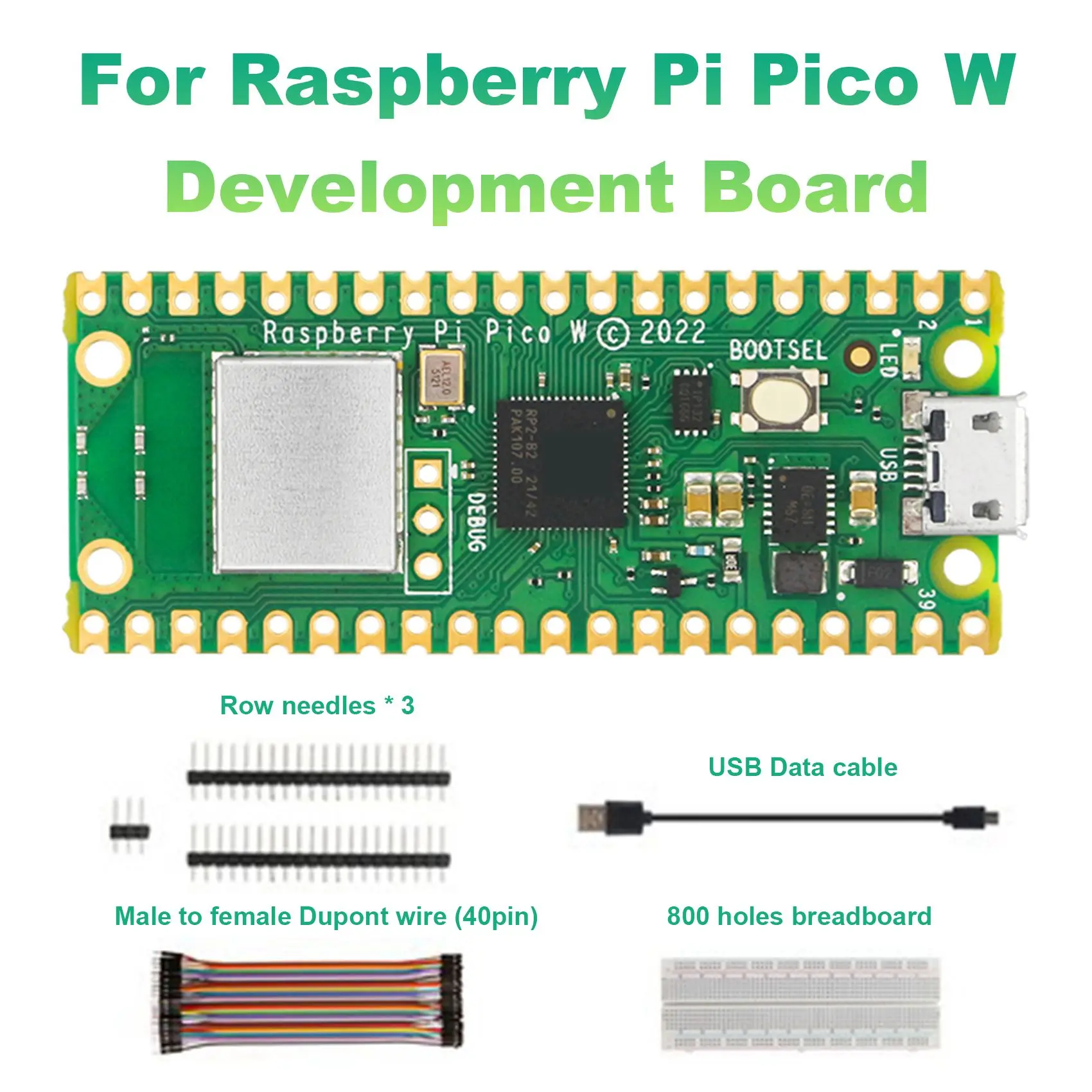 1Set Green 51 X 21Mm Development Board For Raspberry Pi Pico W Development Board Extended Base Kit-Y18A