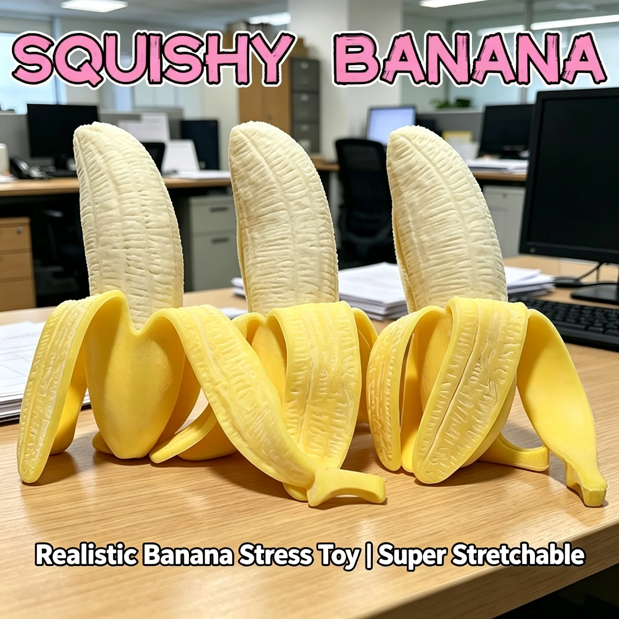 Peelable Banana Squeeze Toy 17cm Stretchable Realistic Banana Fidget Toy Stress Relief Prank Decompression Gift
