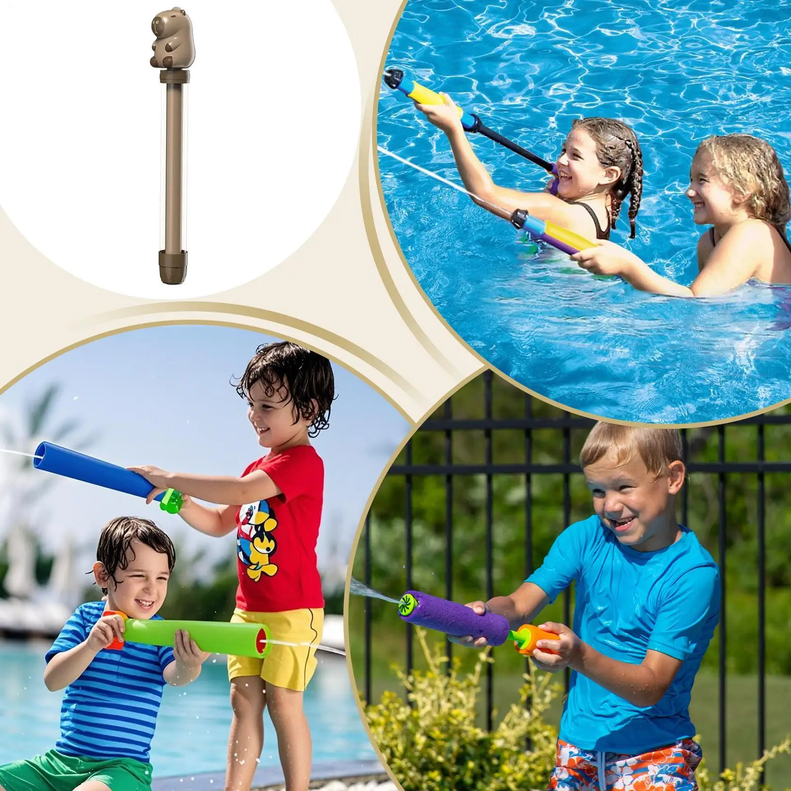 Juguete de pulverización de agua para fuegos artificiales, rociador de agua extraíble con Panda y capibara para parejas, recarga rápida, juegos de playa reutilizables, actividades de verano