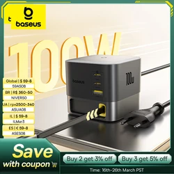 1948 nuova venditaeeciaby Baseus caricabatterie da tavolo da 100W per Tablet caricabatterie rapido per Laptop caricatore retrattile per telefono USB C per iPhone Samsung Macbook