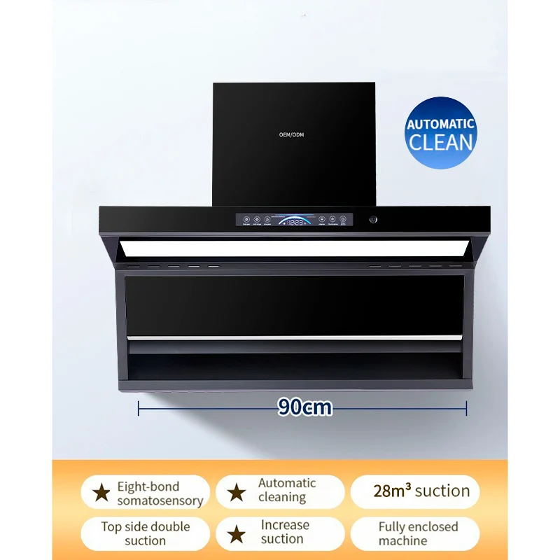 Best New Low Noise Cooker Range Hood Under Cabinet Downdraft 90cm Extractor Kitchen Smart Touch Screen