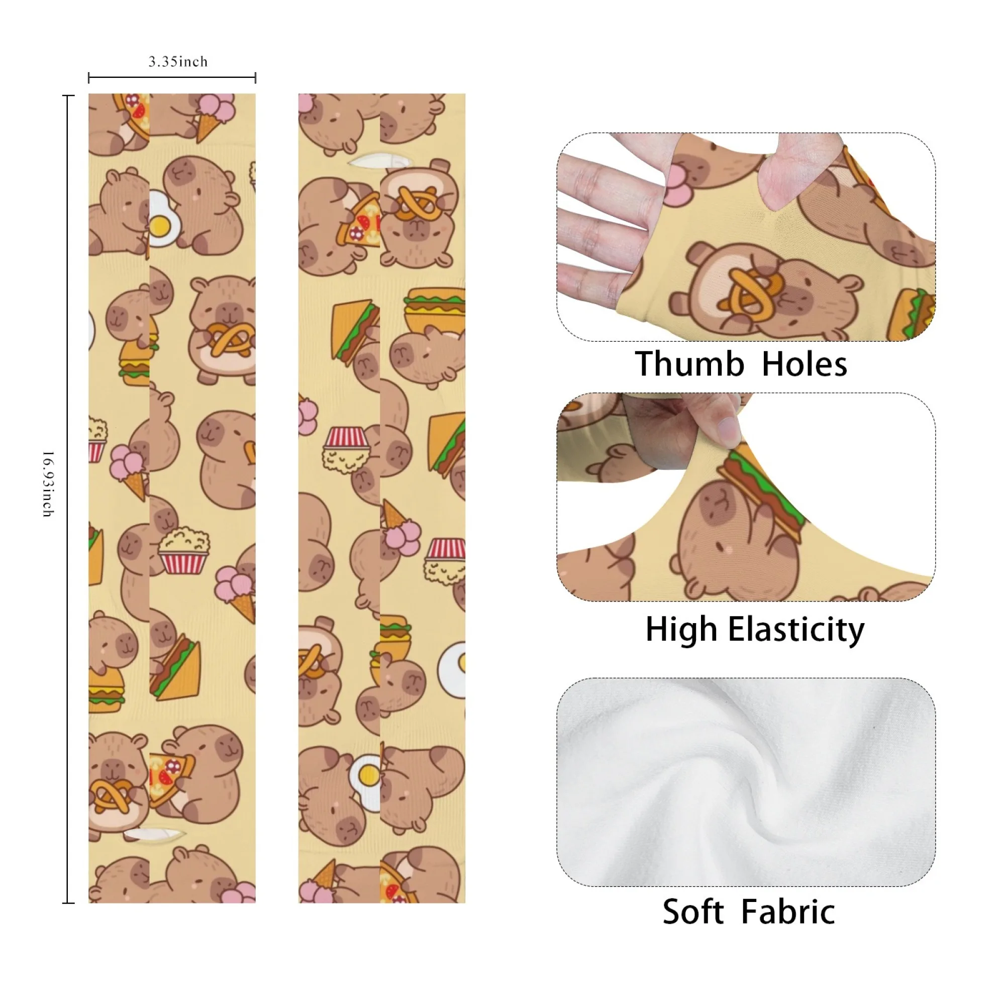 ハッピーかわいいカピバラノベルティ面白いアームスリーブ快適なソフト通気性アウトドアアクティビティガーデニングスポーツ保護スリーブ