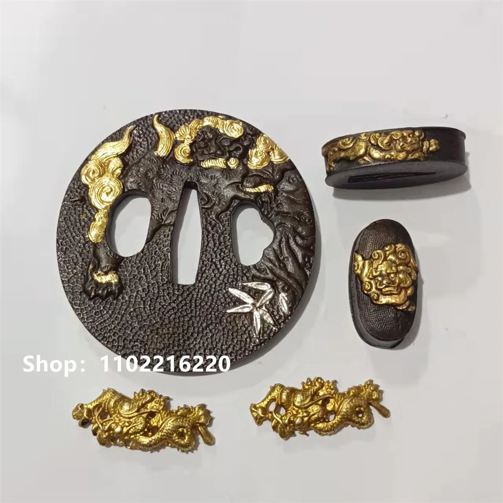 

Высокое качество, медная латунь, защита для рук Tsuba Fuchi Kashira Menuki для Японии, настоящая японская самурайская катана, фитинги для меча, детали