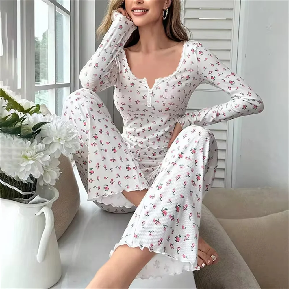 Women Casual Two-Piece Suit Sexy And Fashionable European And American Style Autumn And Winter Explosive Fashion Pajamas Set