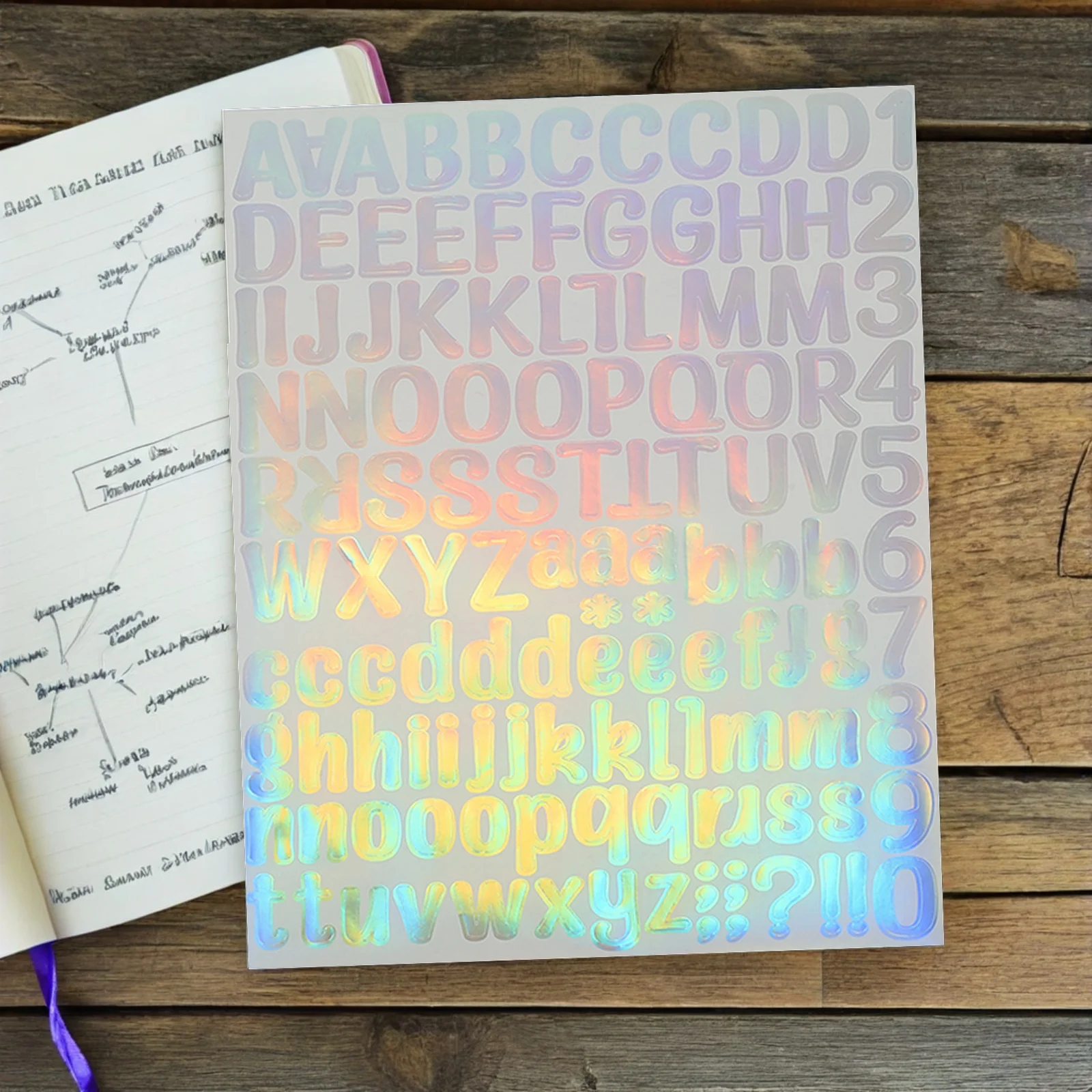 

8 Sheets Waterproof Holographic Vinyl Alphabet Stickers Self Adhesive Letter Number Decals for DIY Scrapbooking Mailbox Outdoor