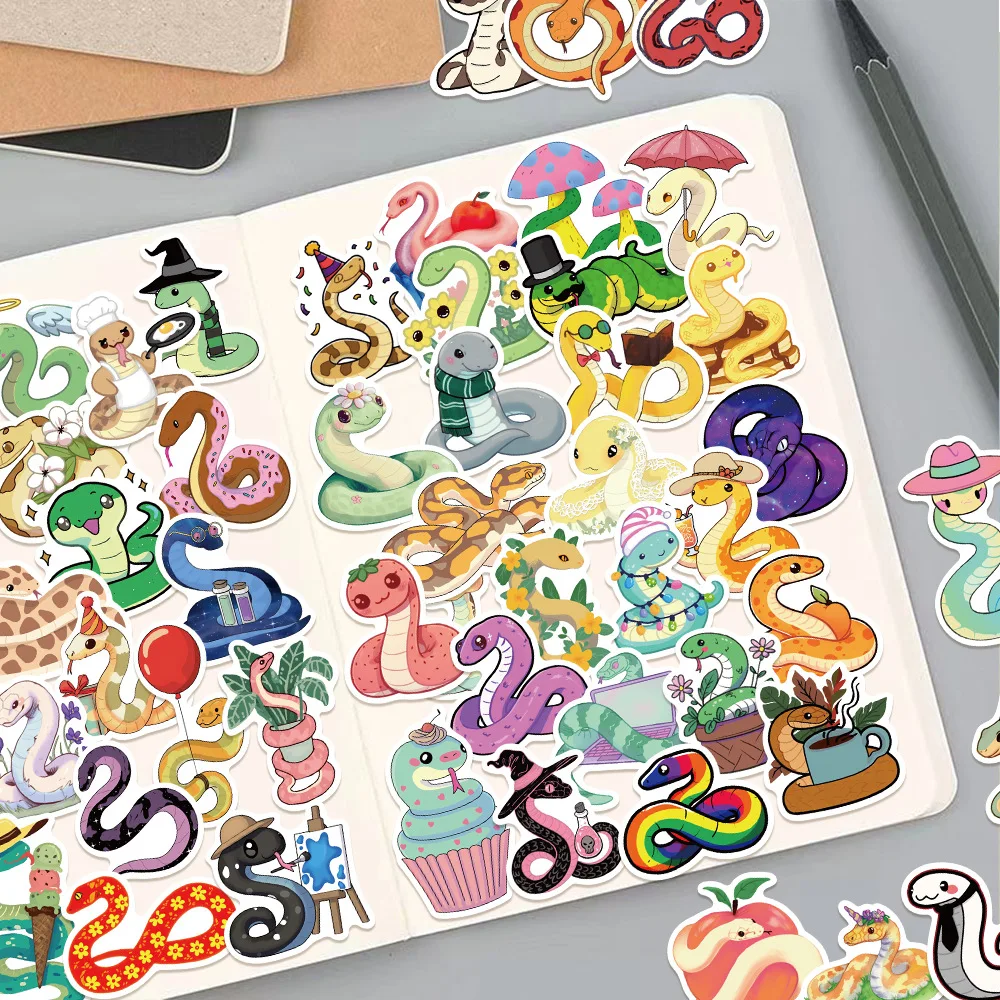 10/30/50PCS Macaron Snakes Graffiti Stickers Cute Animal Decal For DIY Luggage Phone Guitar Helmet Laptop Waterproof kid Toys