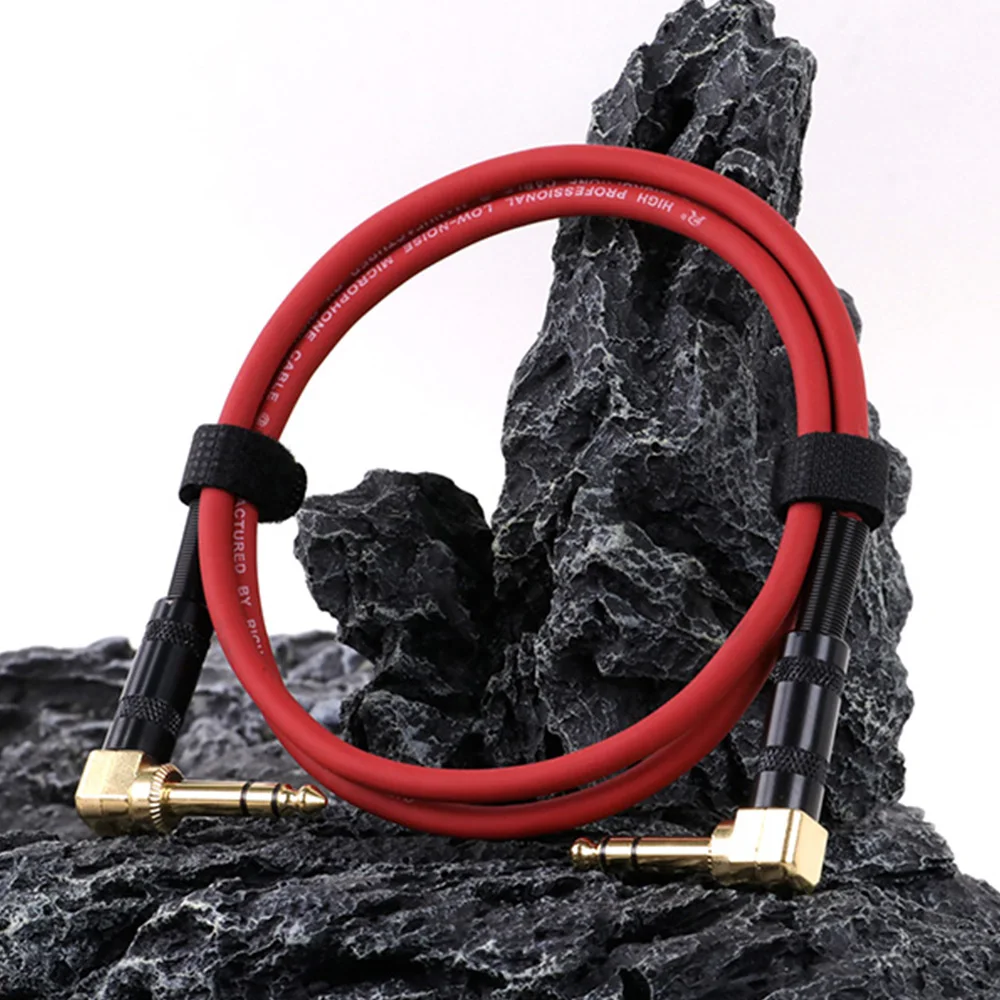 Guitar Cable Gold Plated Right Angle 6.35mm Mono/Stereo to TS/TRS Instrument Cable Audio Extension Cord for Amp Guitar Keyboard