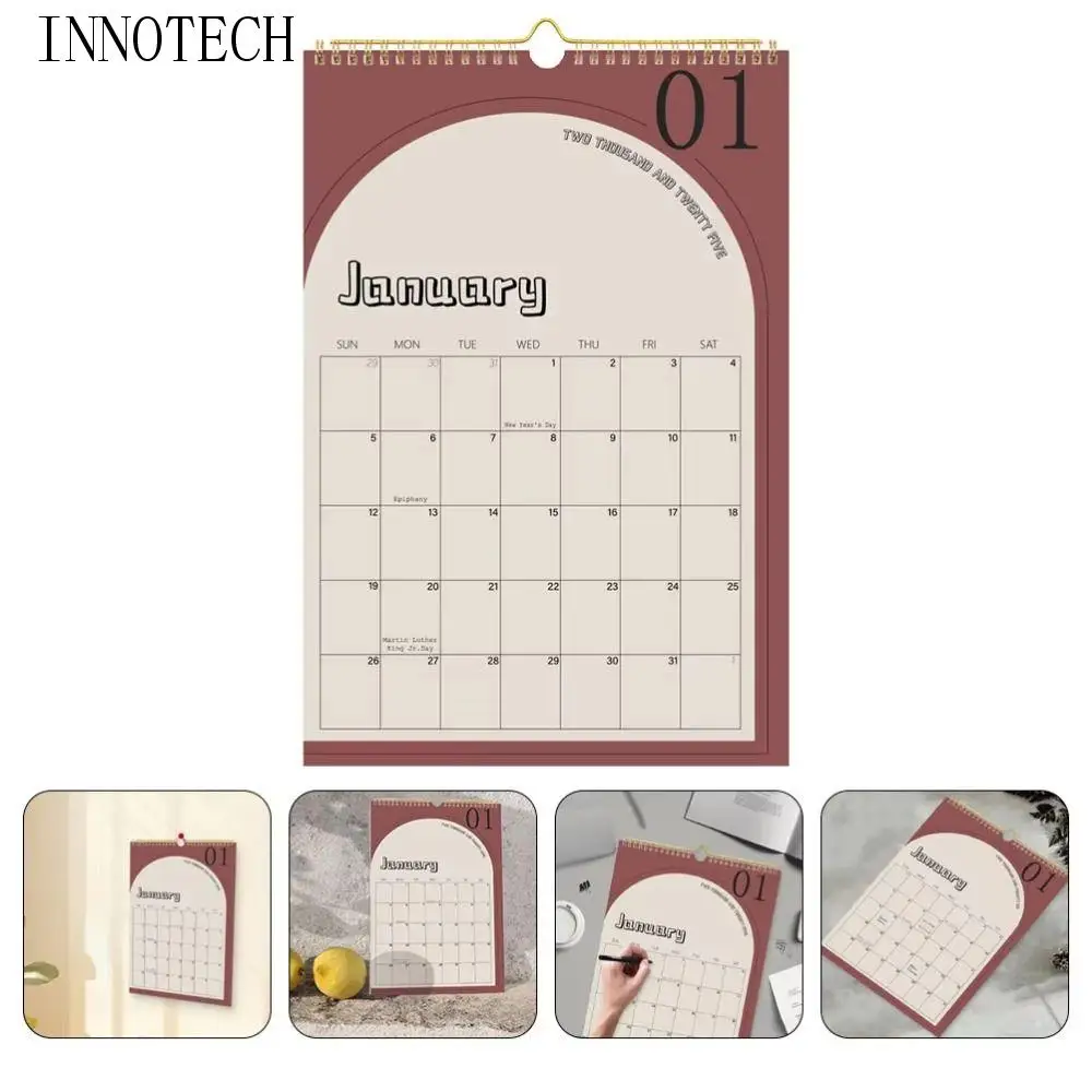 

Креативный настенный календарь на 2025 год, английский портативный ежемесячный настенный календарь, список дел, минималистичный календарь-планировщик