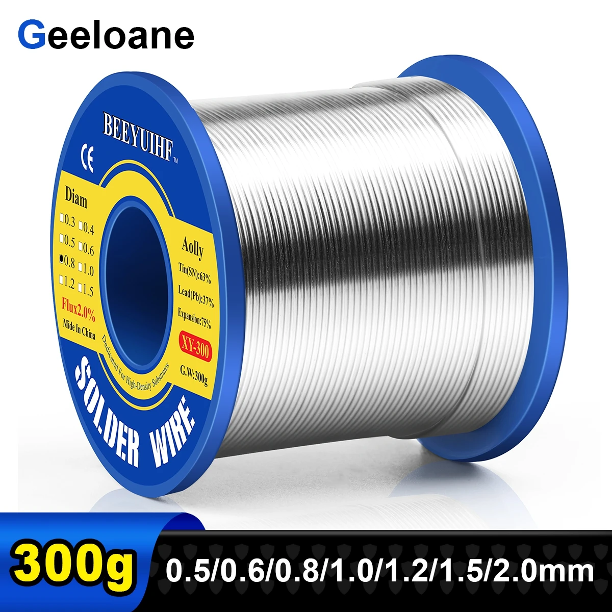 

Solder Wire Tin 300g Rosin Core Tin 63/37 Lead Welding Soldering Wire 0.5/0.6/0.8/1.0/1.2/1.5/2.0mm No-clean Flux 2.0%