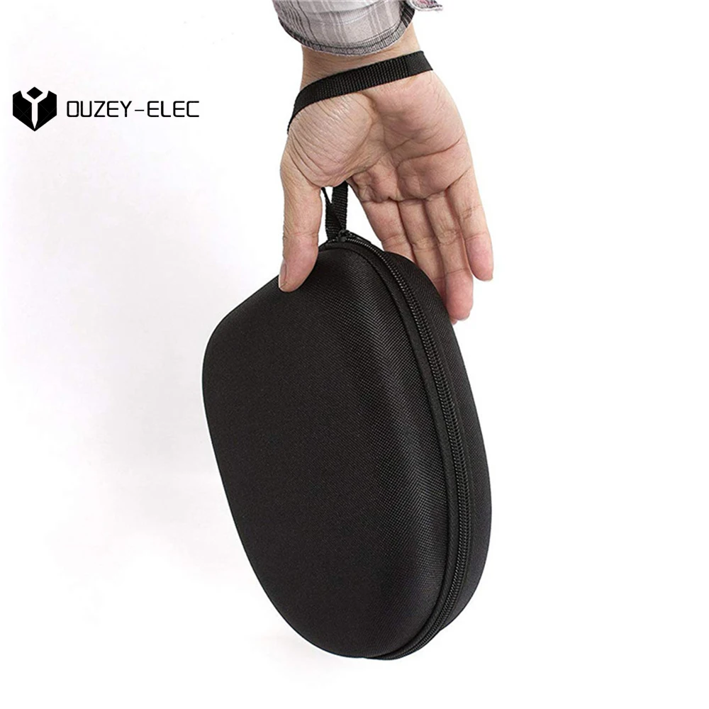 Portable Earphone Storage Bag Protective Hard Shell Black Headphone Carry Hard Case Data Cable Storage Box for Travel Headset