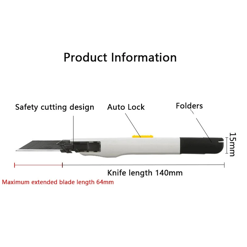 Anti Shake Automatic Locking Art Carving Pocket Knife Multifunctional Paper Cutting and Unboxing Practical Knife 30° Sharp Angle