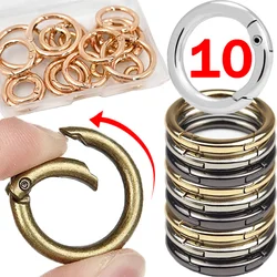 10pcs Metal Round Carabiner Keyring DIY O Ring Spring Buckles Jewelry Keychains Openable Clasp Bag Clips Connector Snap Hooks