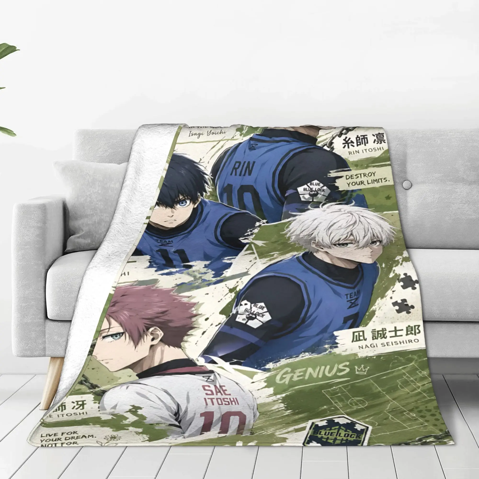 1PC home Christmas Room Decor Blue Lock Football Anime Blanket Throw Blanket  Novelty Warm Blanket All Season
