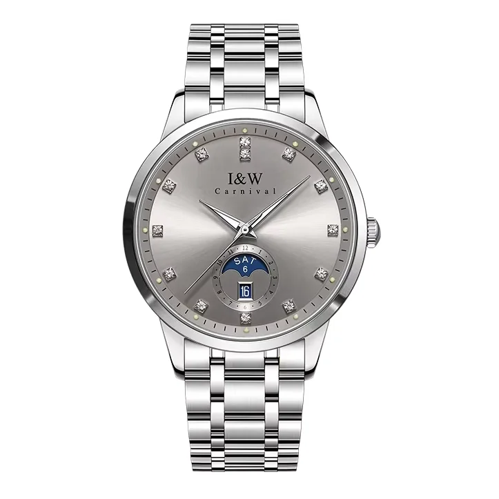 

Мужские автоматические часы I&W, 41 мм, механические наручные часы с люминесцентным циферблатом, сапфировым стеклом, указателем дня недели и даты