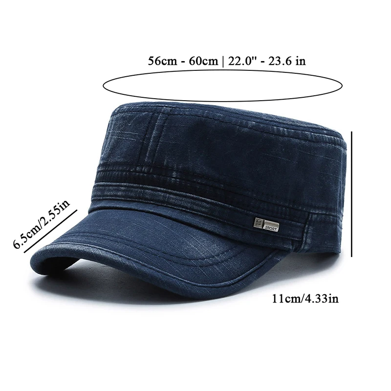 Tampão militar Mens Retro Cap Algodão Lavado Cap Flat Cap Chapéu Neutro Temperamento Elegante Simplicidade Velho Cap Vintage Universal
