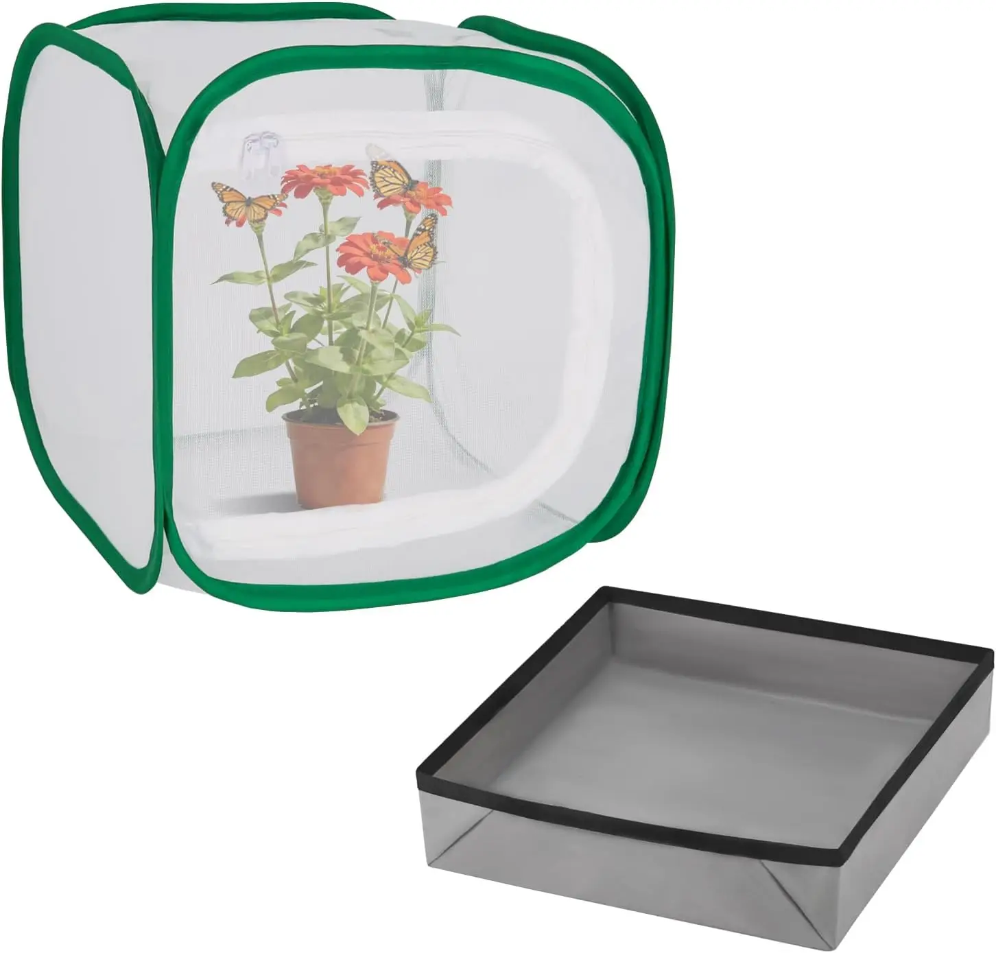 

Pop-up Butterfly Habitat Cage 12x12x12 inch with Poop Tray, Easy Clean Mesh Enclosure for Caterpillars Indoor Use