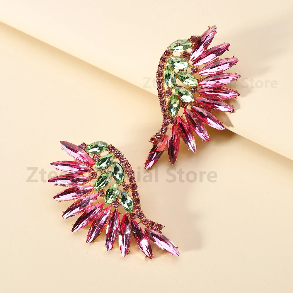 Sexy Elegant Colorful Big Wing Stud Earrings For Women Classic Fashion Design Luxury Vintage Piercing Jewelry Ear Accessories