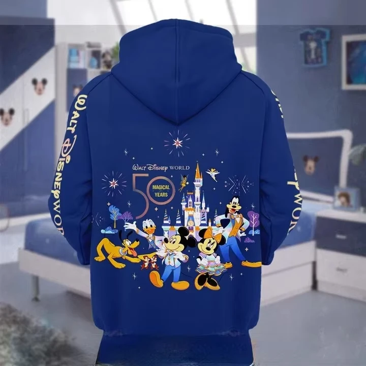 (Miniso) Women Hoodies BEST WDW 50th Anniversary Dates Cartoons Disney 3D Hoodie Autumn Winter Hoodies Coat Sweater Y2K Clothing