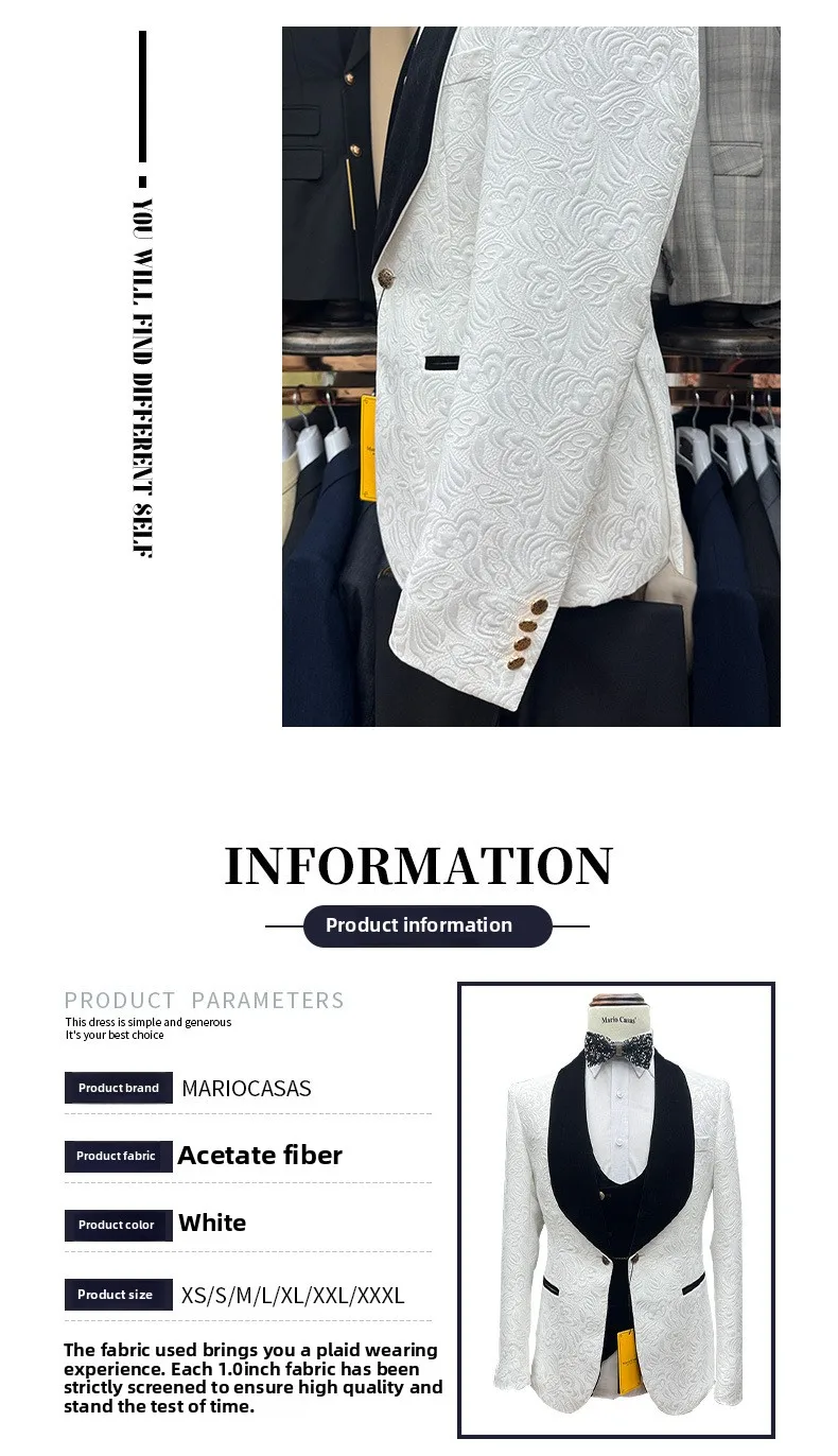 2025 Man Suit Cross-border Men's Suit Set, Fashionable New Wedding Dress, Men's Suit, Best Man's Suit(Jacket+Vest+Pants)
