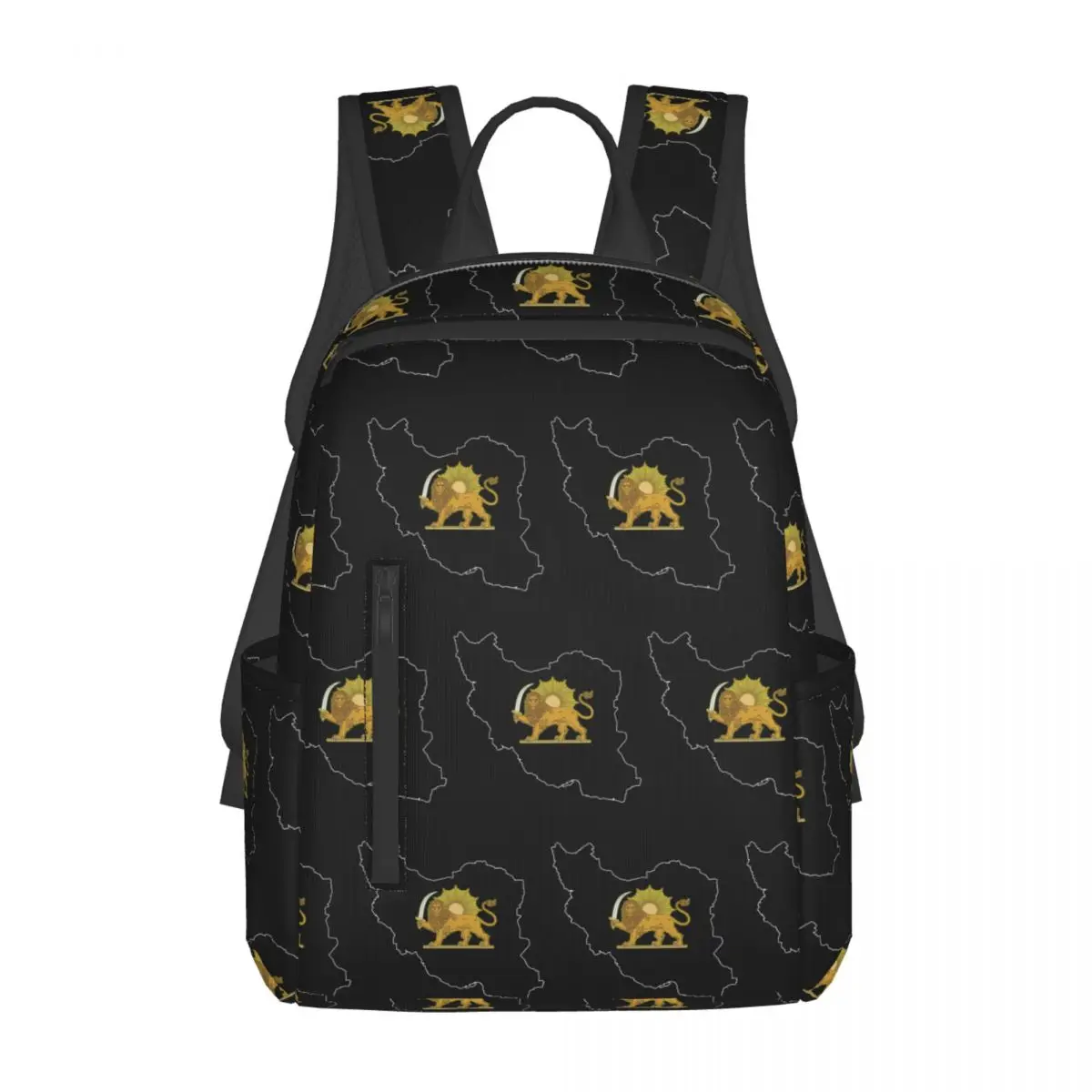 

Iran Black Persian Lion Backpack Daypack Large Capacity Kids BookBag School Bag Shoulder Bags for Men Women
