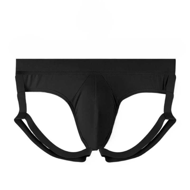 Men Bamboo Fiber Jockstrap Youth Low Waist Solid Color Breathable Sexy Thong Gays Erotic U Convex Pouch Open Buttocks Underpants